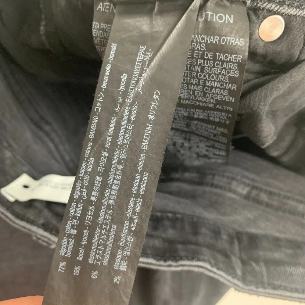 Zara Womens Skinny Jeans Pearl Black USA 4 Denim Distressed Mid Rise Pockets - Image 5