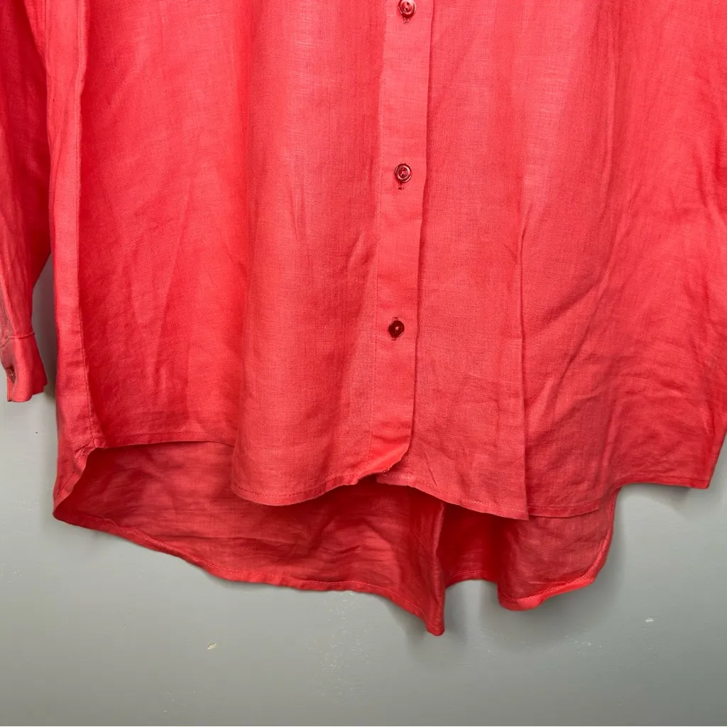 Eileen Fisher 100% Organic Linen Button Down Blouse Size M - Image 5