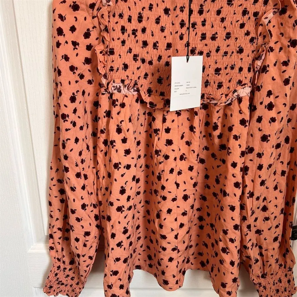 Glamorous Women's Size 8 Floral Blouse Multicolor Long Sleeve Ruffle Casual NWT‎ - Image 5