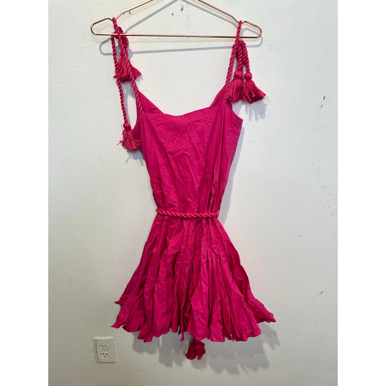 RHODE Hot Pink Casey Tassel End Belted Cotton - Image 3