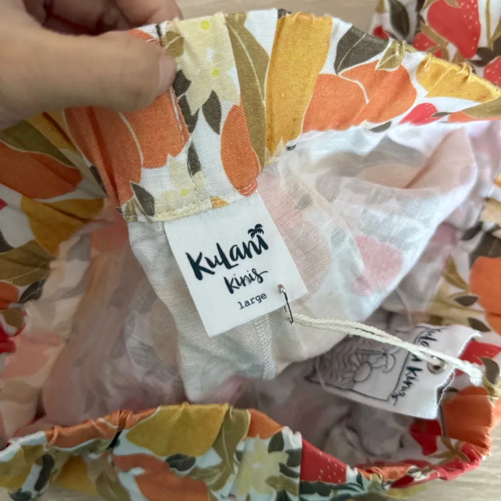 Kulani Kinis Large NEW Tropical Fruit Shorts Linen Vacation Resort Elastic - Image 5