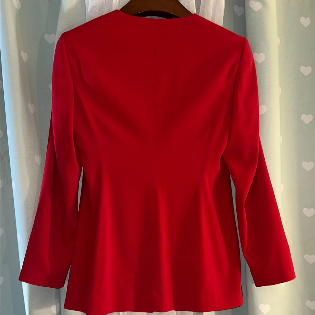 Vintage Worth Size 8 Red Women's Blazer - Image 8