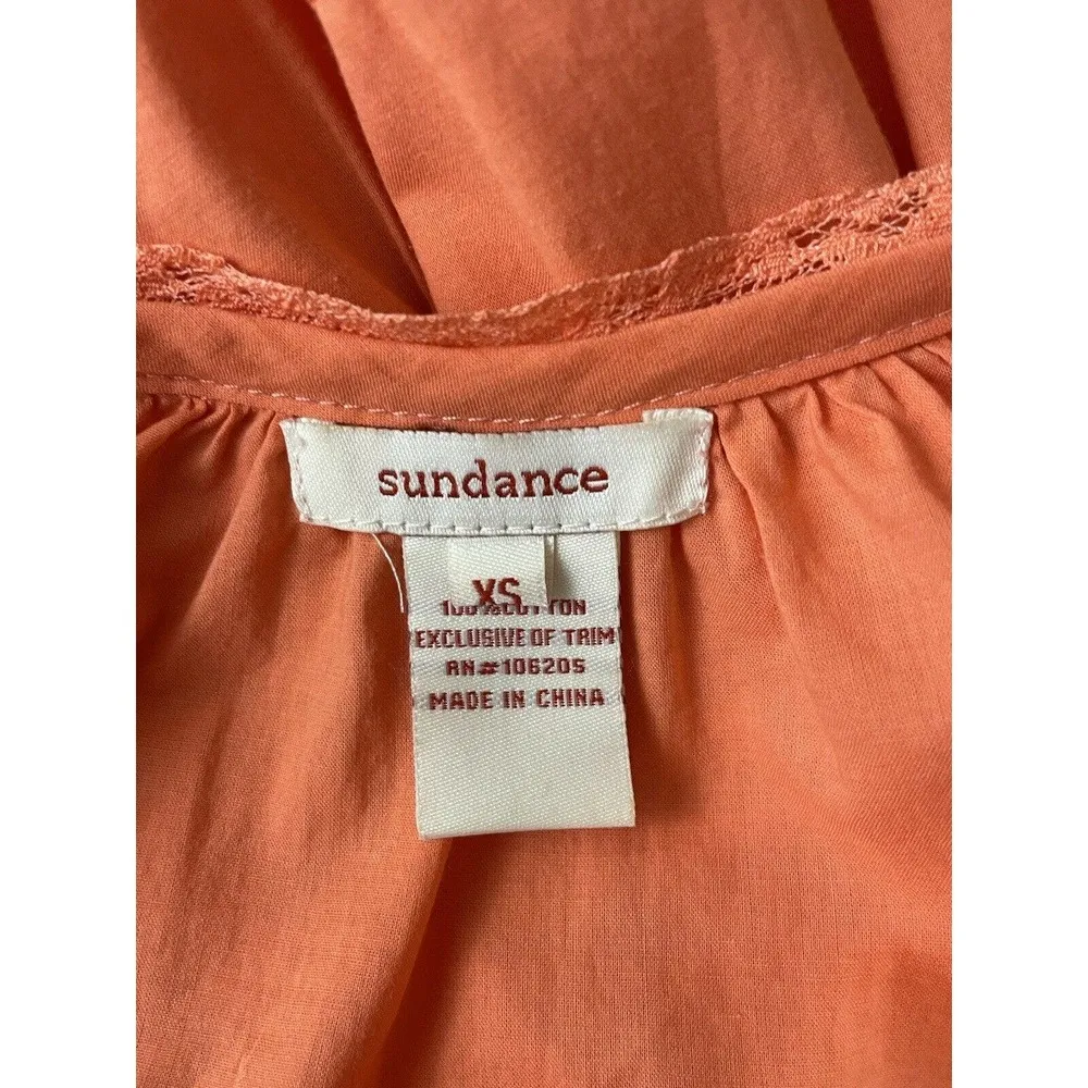 Sundance Top Blouse Size XS Ruffle Lace Scoop Neck Orange Elastic Hem - Image 8