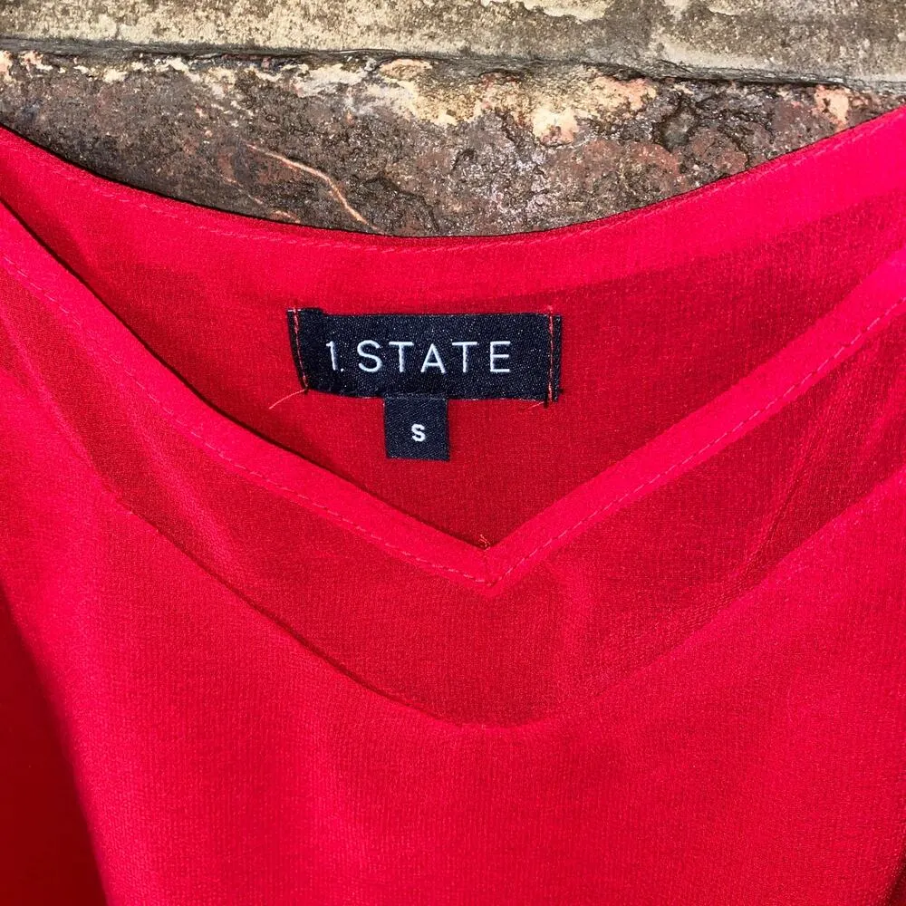1. State Red Sheer Mesh Yoke V - Image 5