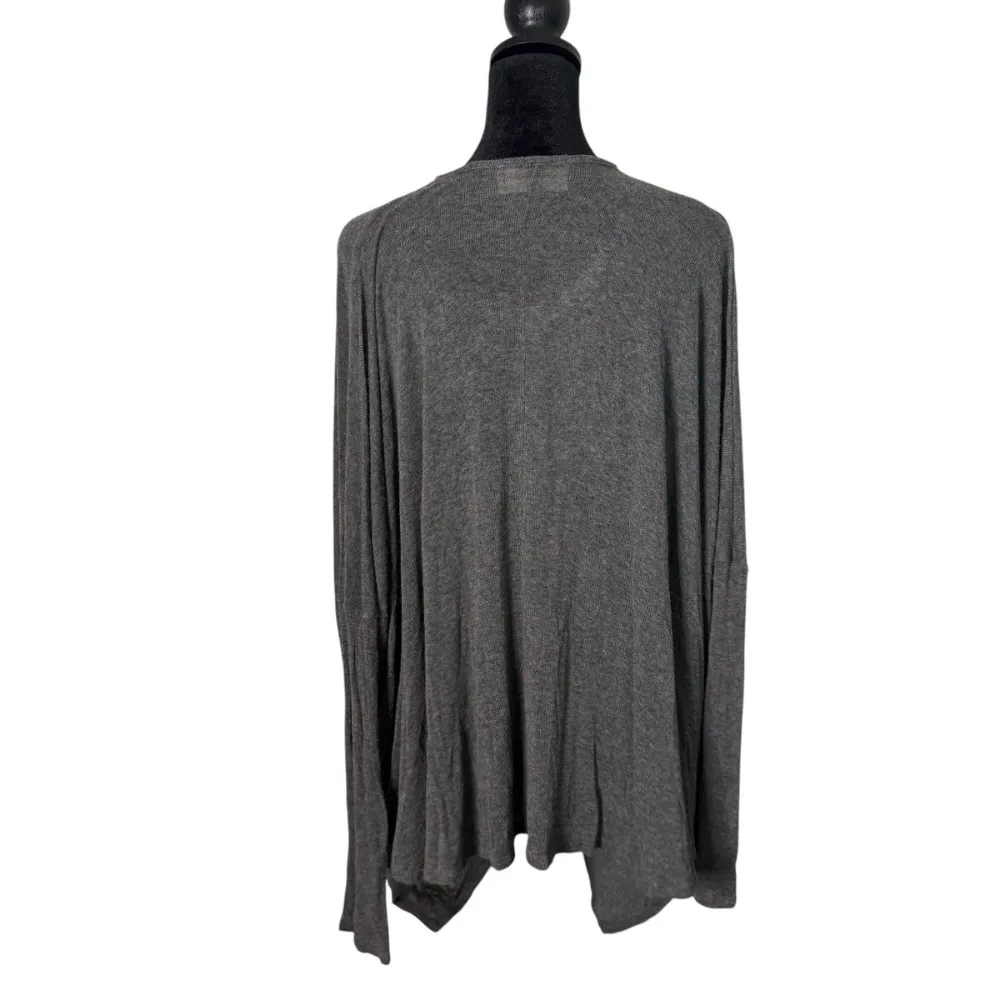 Womens Gray‎ Cocoon Wrap Draped Top Size S Long Sleeve Lagenlook Quiet Luxury - Image 3