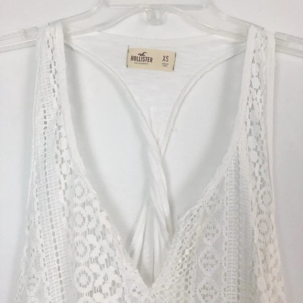 Hollister Babydoll Crochet Top Womens XS Beach Bohemian Nautical Coastal Cowgirl - Image 3