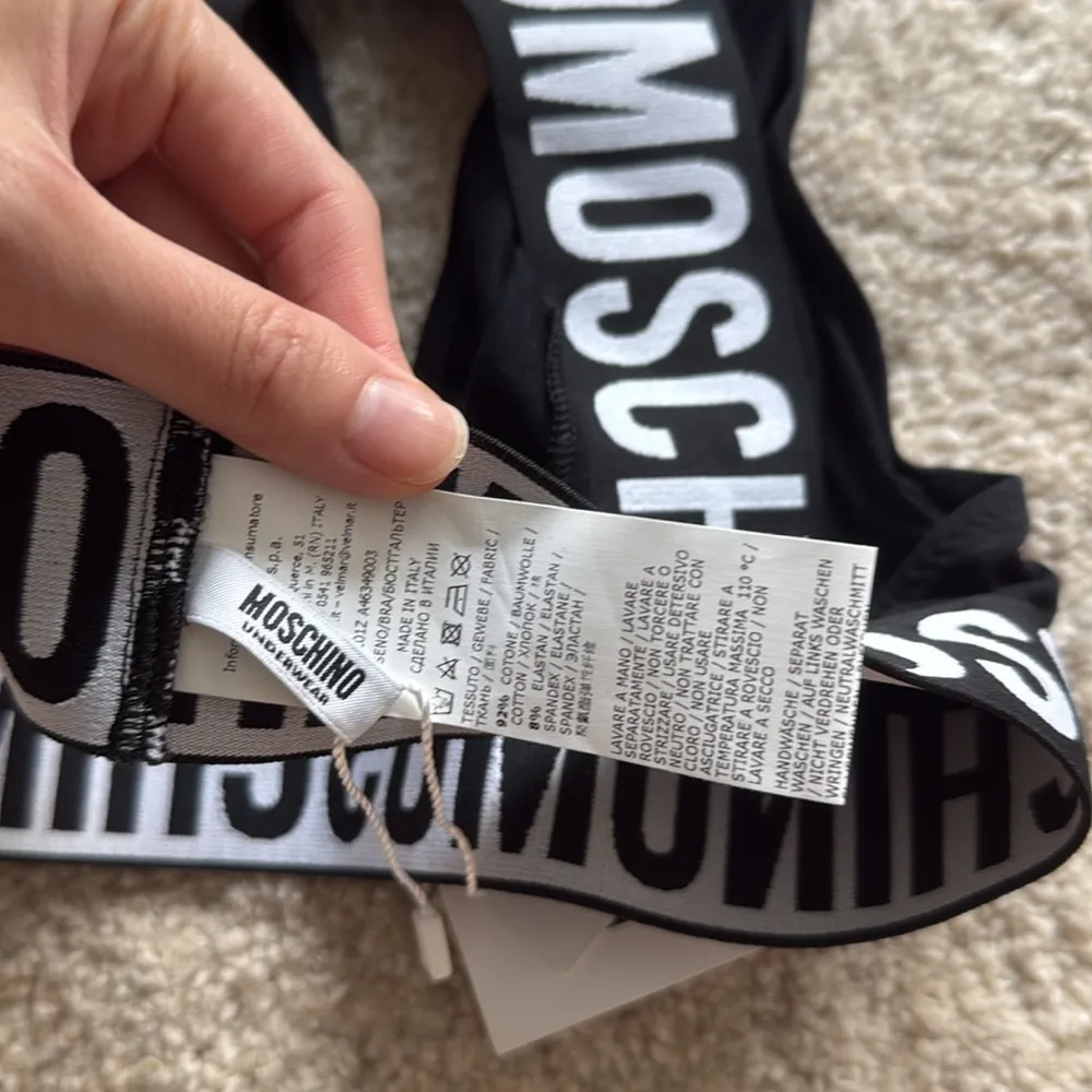 NWT Moschino logo banded black crossover bralette - Image 3