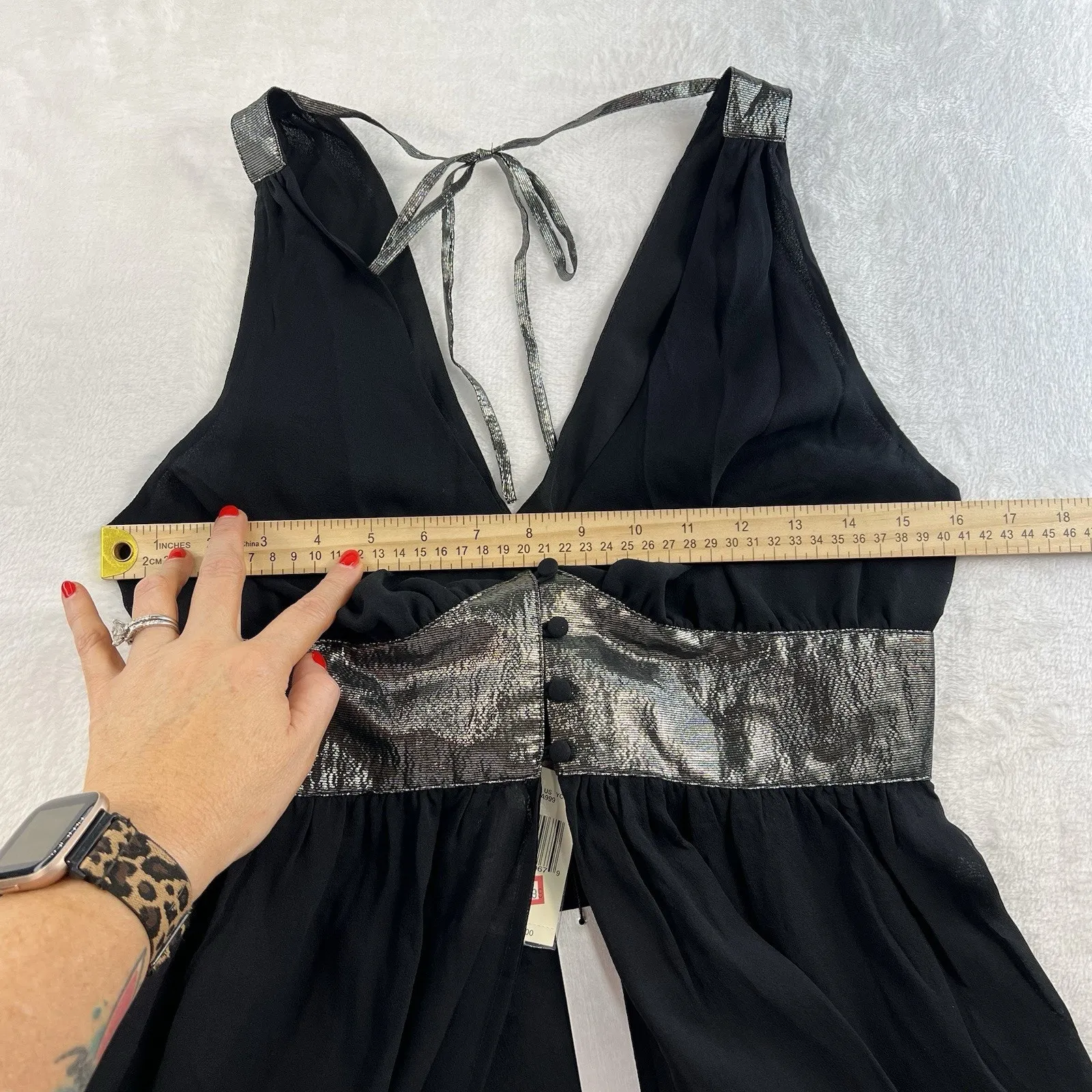 Guess M Silk Babydoll Top Sheer Whimsigoth Whimsy Fairy Coquette Baddie Sexy - Image 13