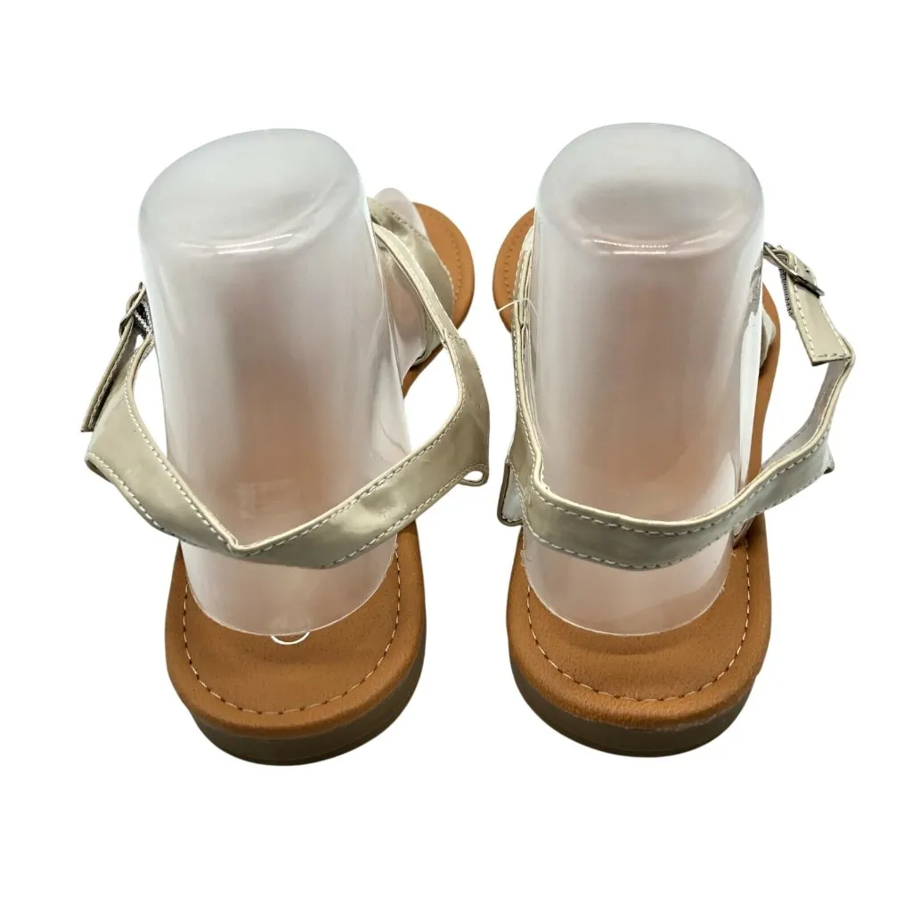 Star Bay Womens Sandals Strappy Thong Ankle Strap Faux Leather Beige Size 10 Tan - Image 3