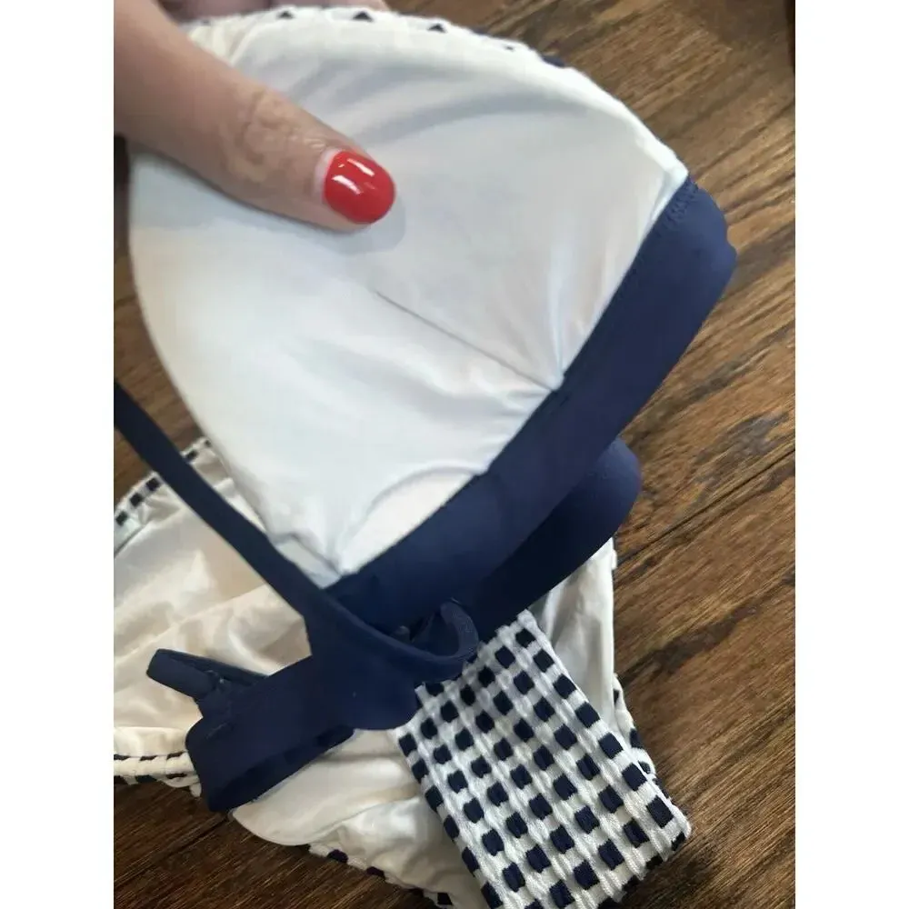 Onia Danni Triangle Bikini Top And Button in Blue Shadow Size XS - Image 10