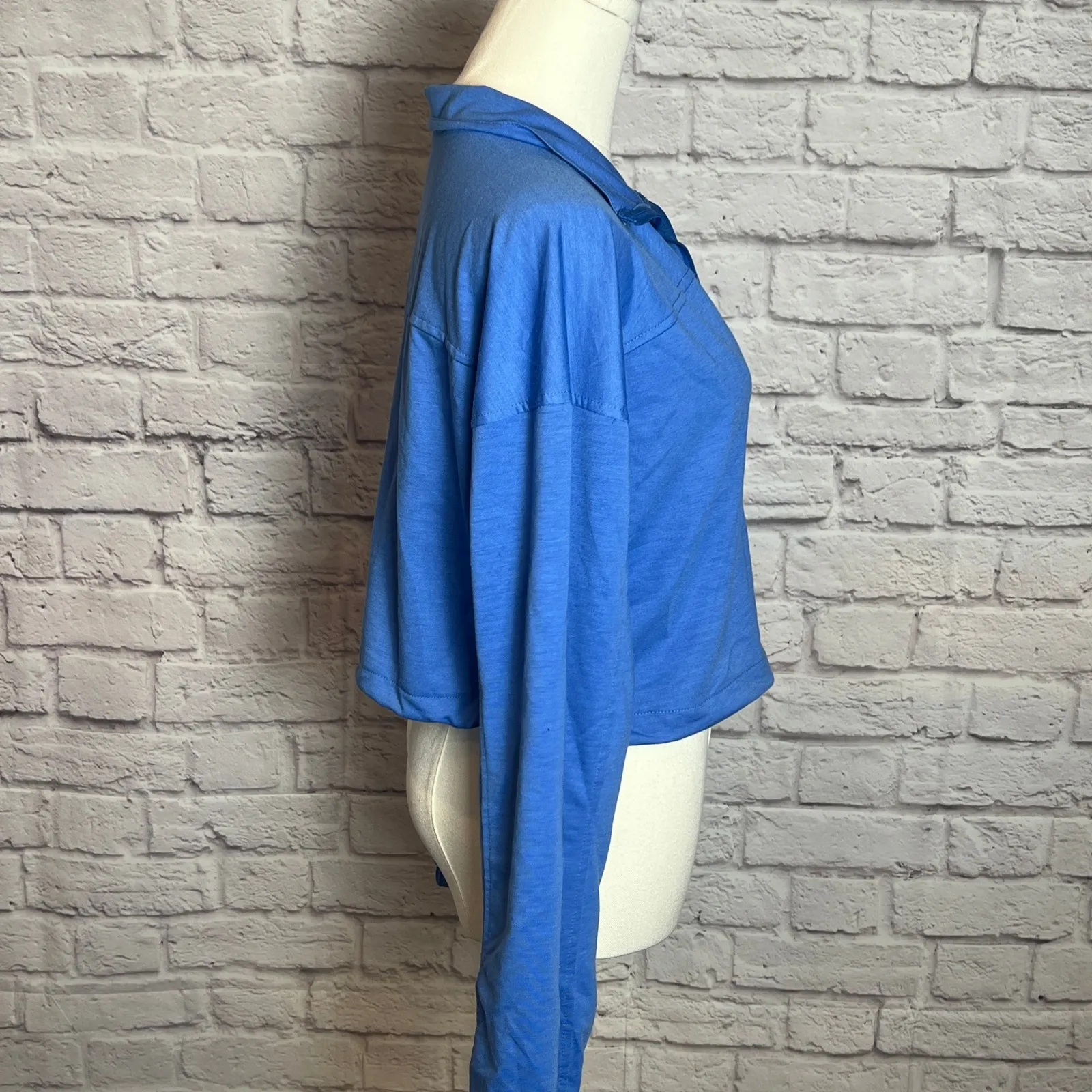 Blue Cropped Zip Front Active Jacket Women's S Polyester Athleisure Clean - Image 2