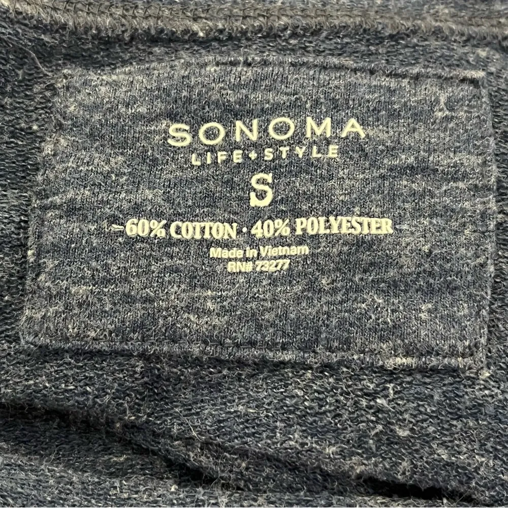 Sonoma Life + Style Slouchy Knit Pullover Raglan 3/4 Sleeve Heathered Navy S - Image 3