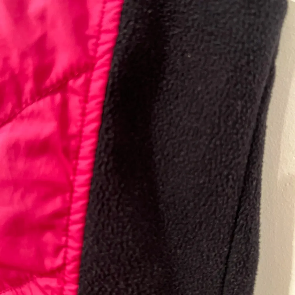 COLUMBIA Pink Full Zip Quilted Vest  Fleece Collar Side Pockets Size Large - Image 4