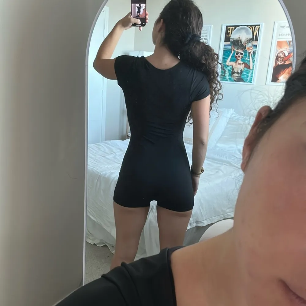 Blue Short Sleeve Square Neckline Workout Jumpsuit - Image 3