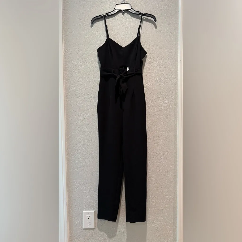 NEW $64 Black Material Girl Macys jumpsuit with tie waist and cutout detail S - Image 2