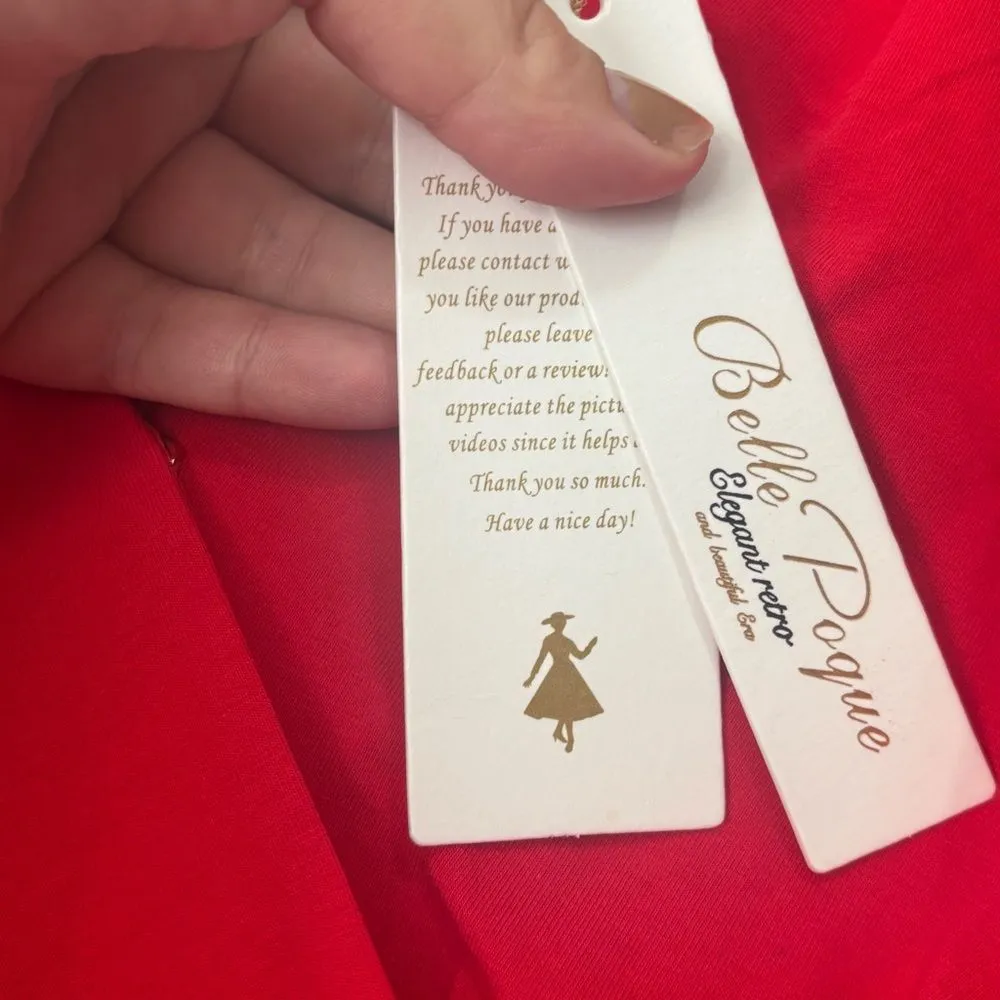 Belle Poque Red Retro Fitted Wrap Blouse Top‎ NWT Large - Image 3