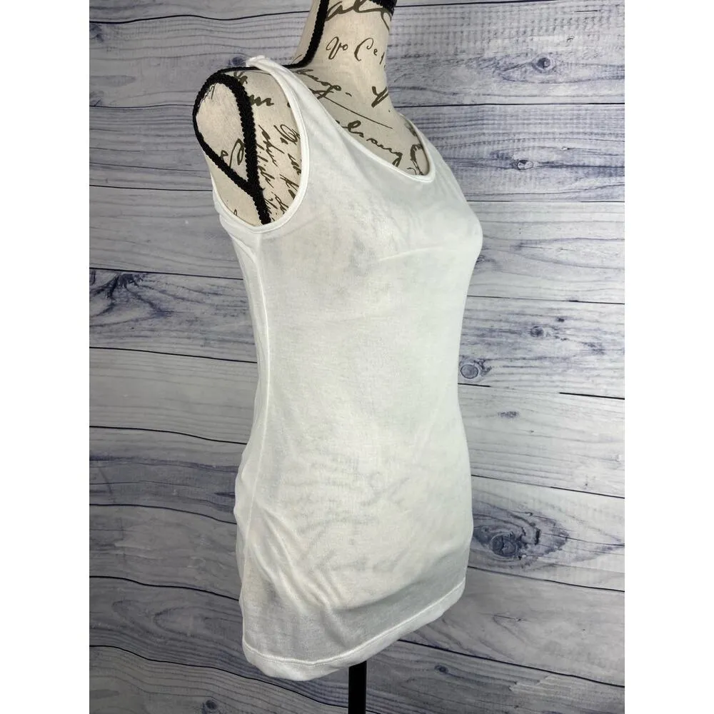 Athleta Tank Top Womens XS Find Your Center Open Weave Gauzy Layered Twist White - Image 3