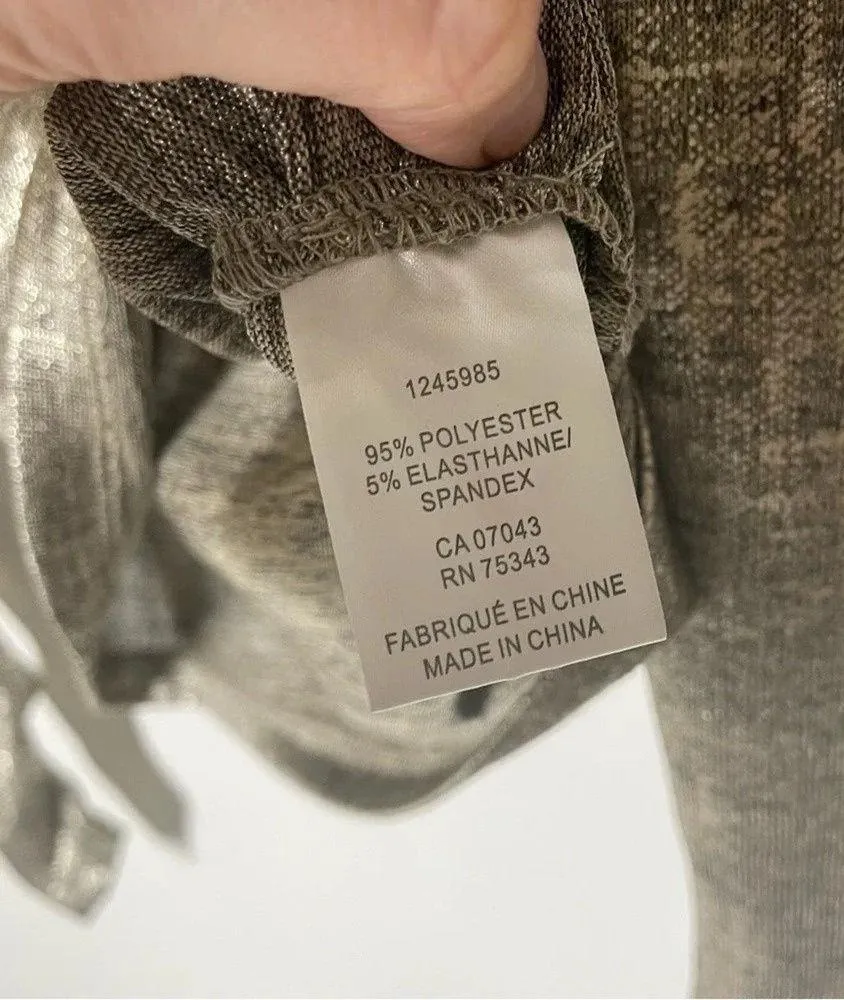 Rachel Zoe Metallic Silver Ruched Long Sleeve Blouse Size Small - Image 6