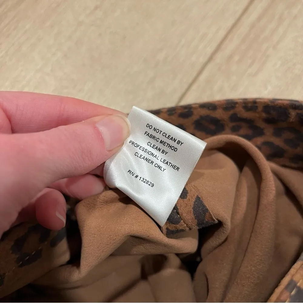 LPA Leather Suede Leopard Cheetah Button High Waisted Ankle Pant Size M - Image 6