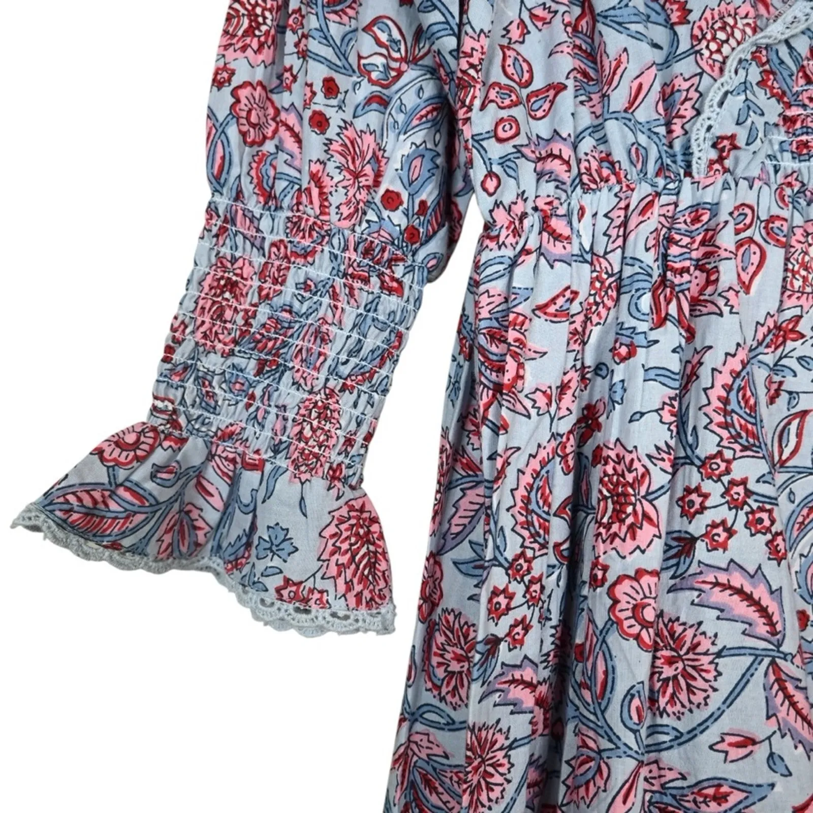 dra Womens M Nomi Puff Sleeve Smocked Dress NEW Blue Size M - Image 8