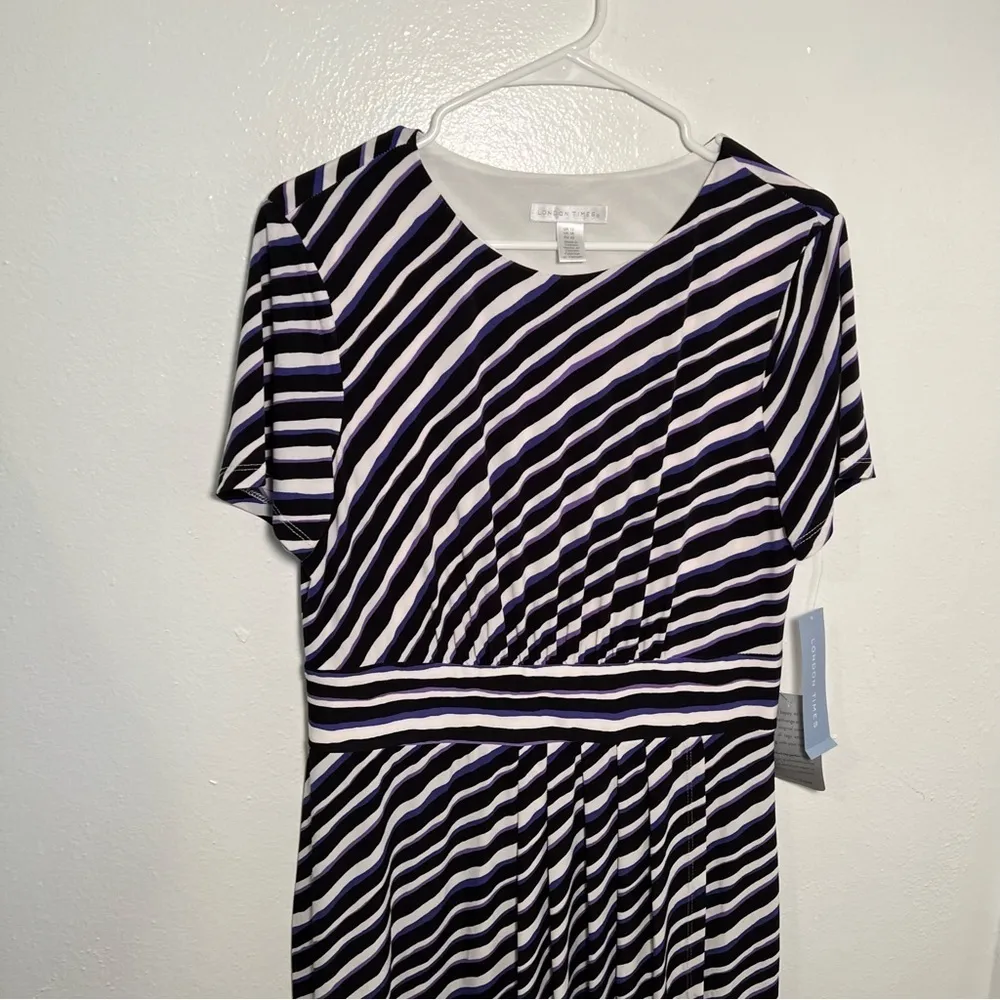 London Times Techno Stripe Jersey Sheath Dress - Image 6