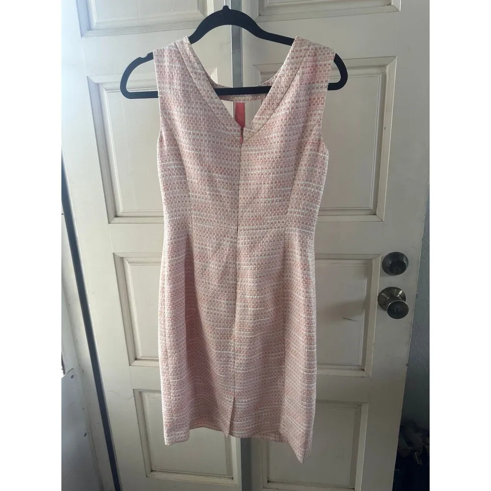 Tahari Women's Stitch Tweed Cut Out Faux Gold Hardware Belt Sheath Dress 2 - Image 3