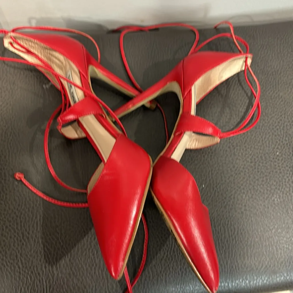 Steve Madden red lace up strap heels - Image 5