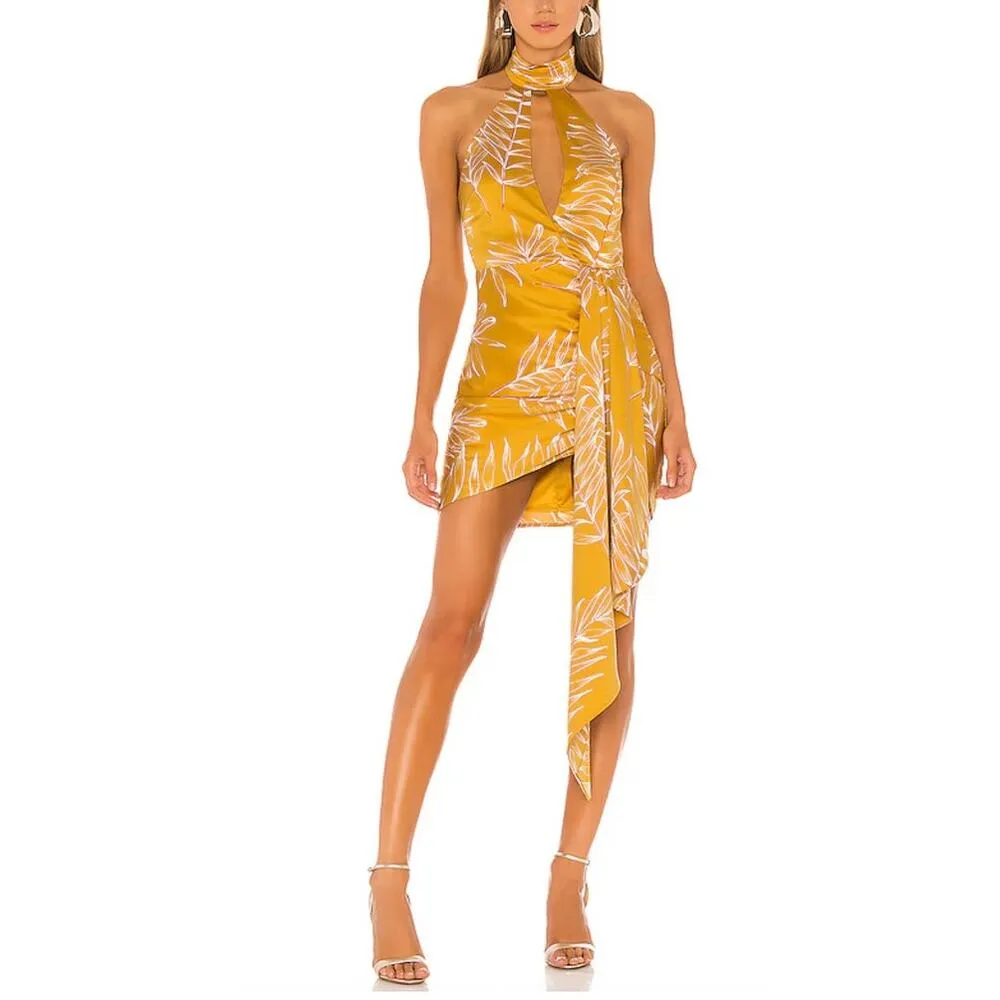 Camila Coelho - Antonia High Neck Mini Dress in Tropical Gold White & Red - Image 6