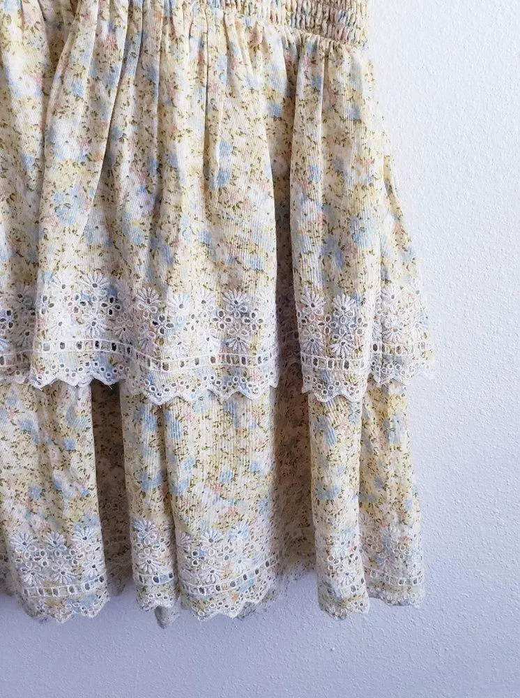 American Eagle Ruffle Tiered Floral Lace Bohemian Mini Dress - Image 6