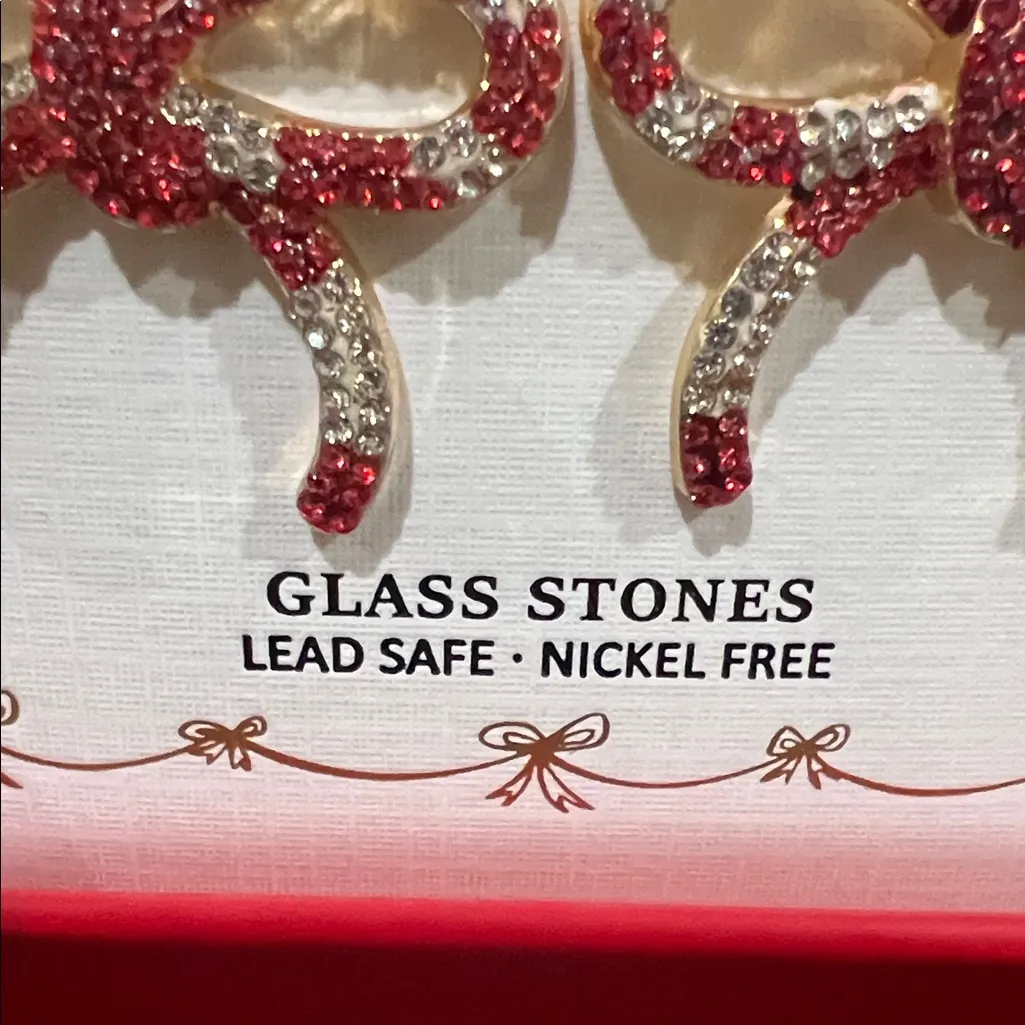 Piper K | Festive Ribbon Earrings Red - Image 4