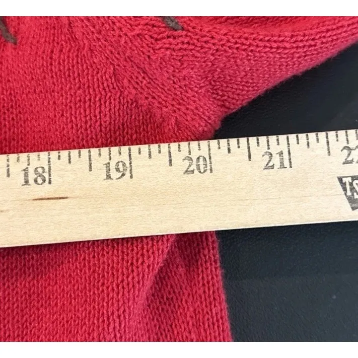 Coldwater Creek Large Red Embroidered Cardinals Pinecones Full Zip Cardigan - Image 5