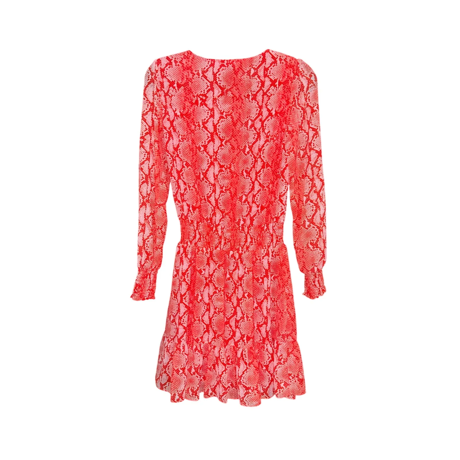 NWT Michael kors sea coral long sleeved dress size small Snake printed Smocked - Image 3