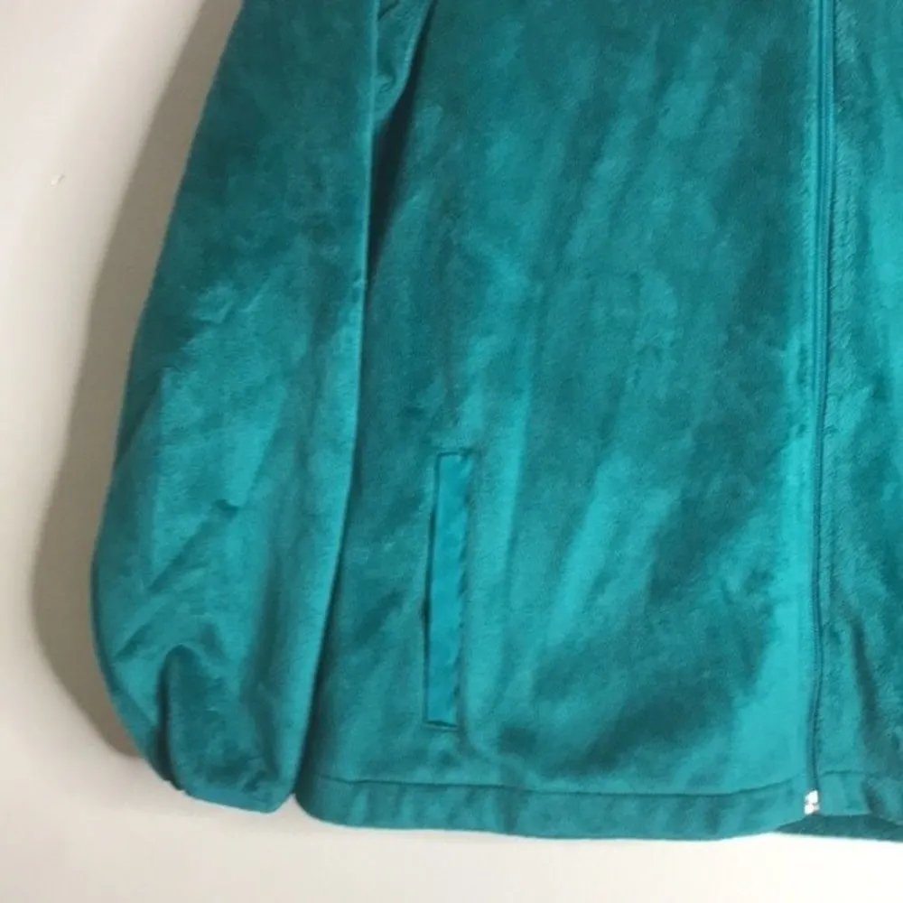 Retro FILA furry teal fleece with neon shoulder design size large - Image 4