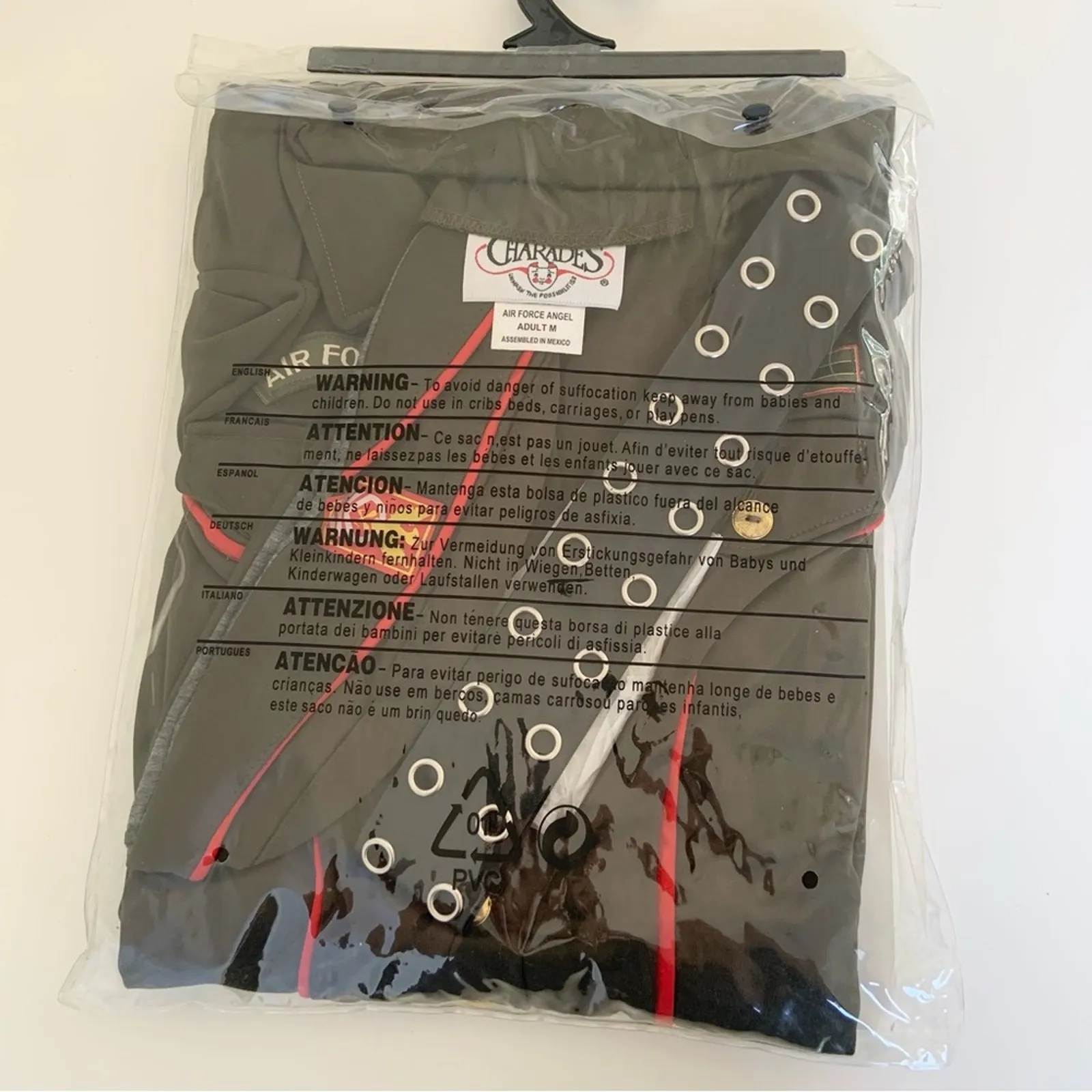 Charades Air Force Angel Pilot Officer Costume Green Jumpsuit Medium NEW - Image 12