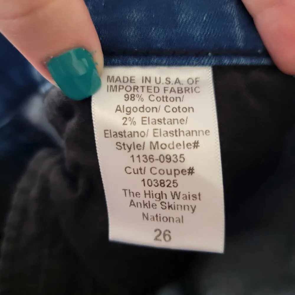 Current Elliott Dark Wash Indigo High Rise USA Made Ankle Skinny Jeans Size 26 - Image 11