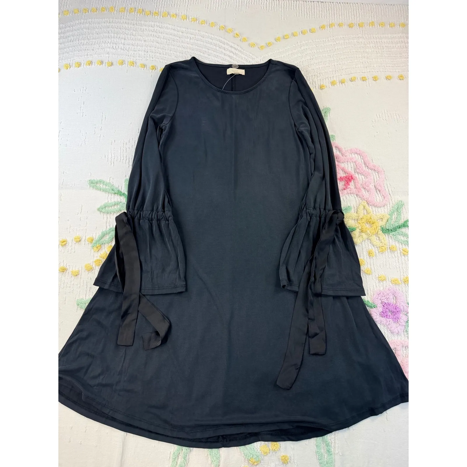 Cupio Black Long Sleeve Tie Sleeve A-Line Dress Women's S/P - Image 3