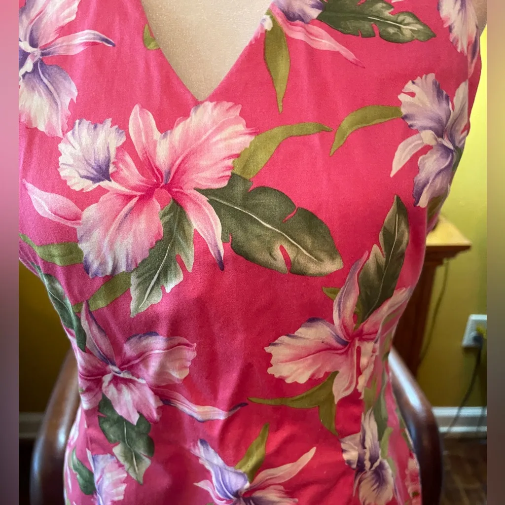 Jones New York Signature cotton blend pink floral print halter mini dress. Sz 8 - Image 2