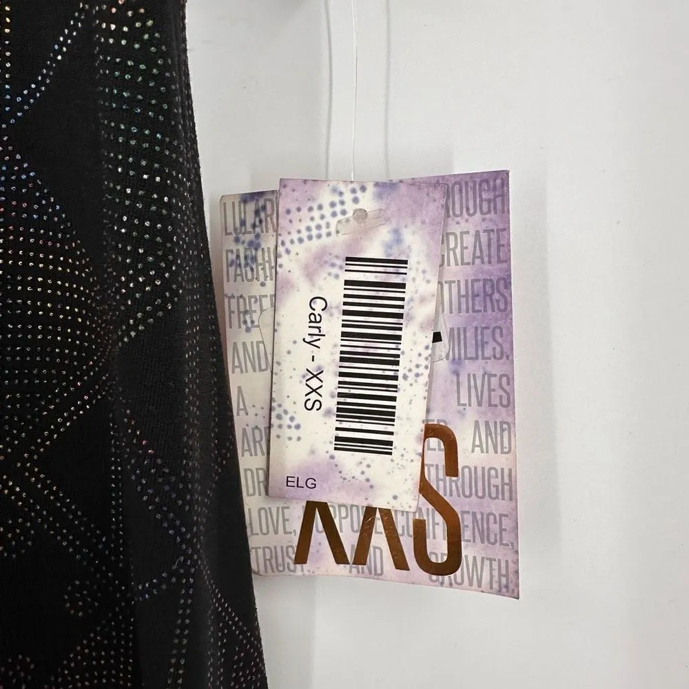 NWT Lularoe Black &‎ Embellished Rainbow Color Carlie Dress XXS holographic - Image 13