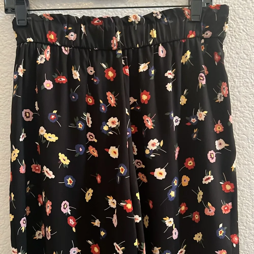 Floral Flowing Cropped Trousers Culottes Pants Size Medium - Image 7
