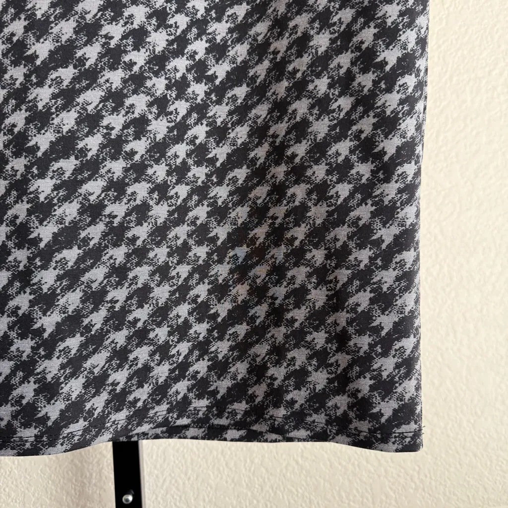 Vintage Inspired Statement Black White Houndstooth Skirt Business Casual Stretch Size L - Image 5