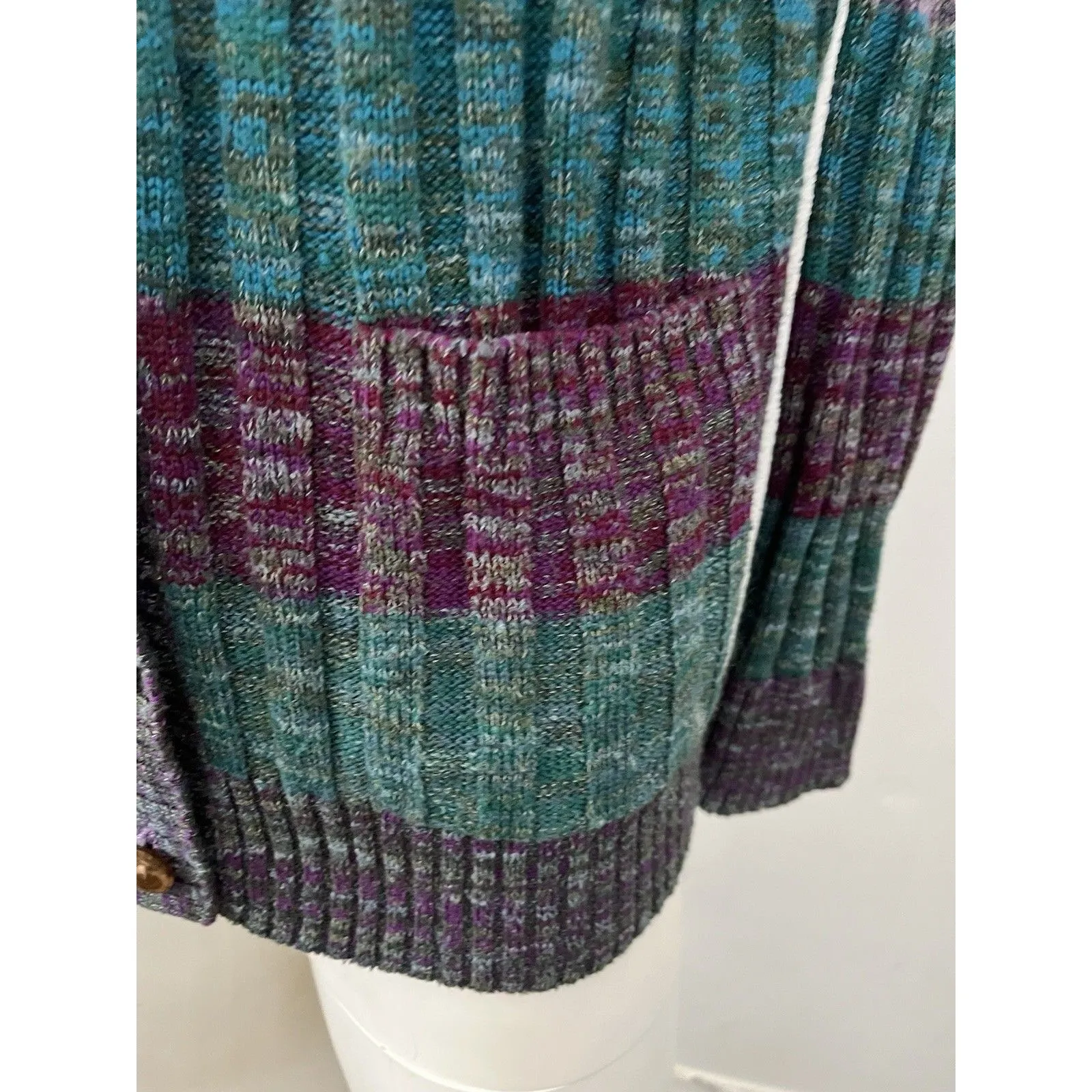 Womens Bohemian Indie Grunge Cardigan L Colorblock Rustic Crunchy Granola Twee Gray Size L - Image 5