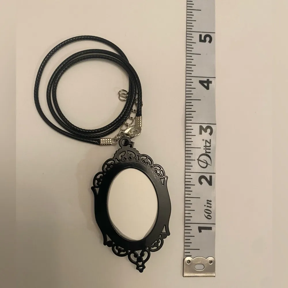 Witch And‎ Raven Cameo Black Pendant, Vintage Style Gothic Crow Glass Pendant - Image 9