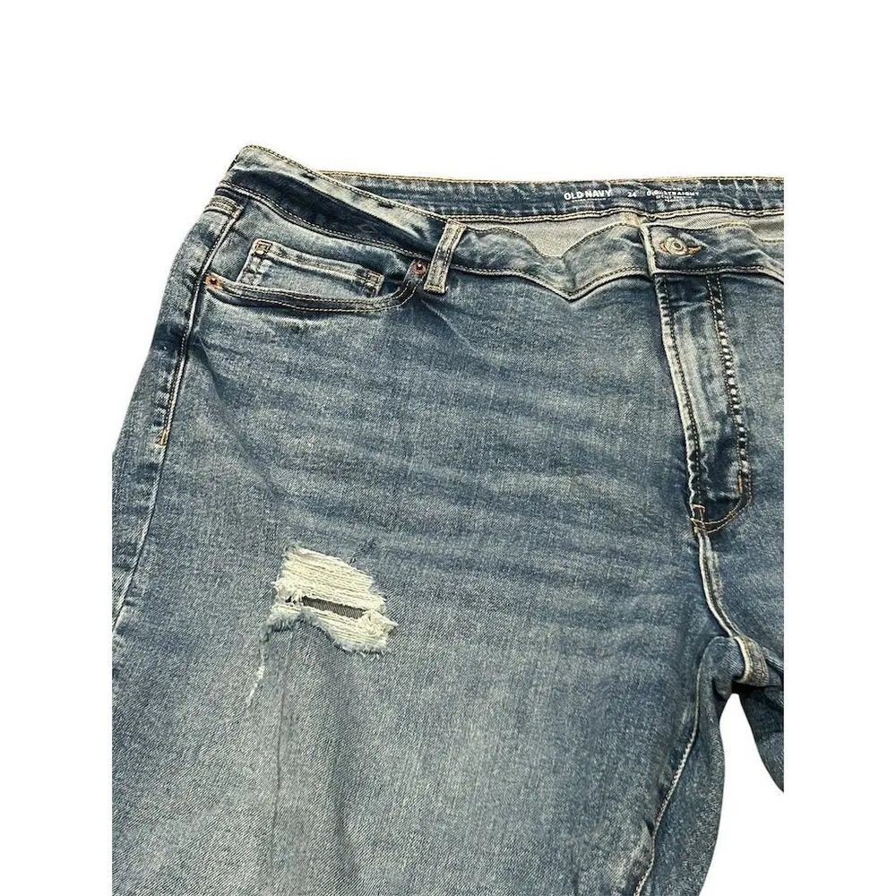 Old Navy Jeans Womens Plus Size 24 3X OG Straight High Rise Straight Distressed - Image 2