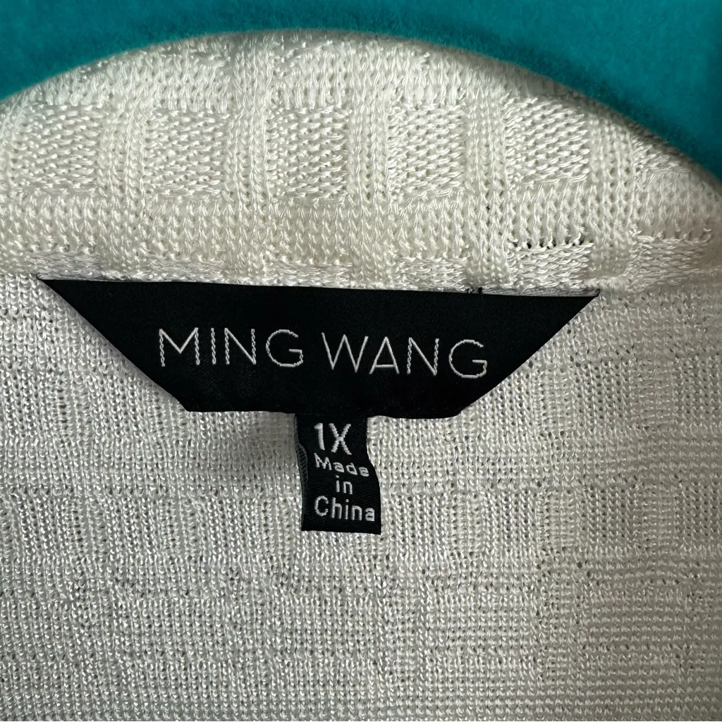 Ming Wang white button down 3/4 sleeve preppy jacket top size 1X plus old money - Image 5