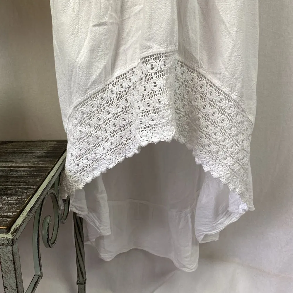 Sea Spice White Crochet Lace Asymmetric Sleeveless Halter Summer Midi Dress L Size L - Image 4