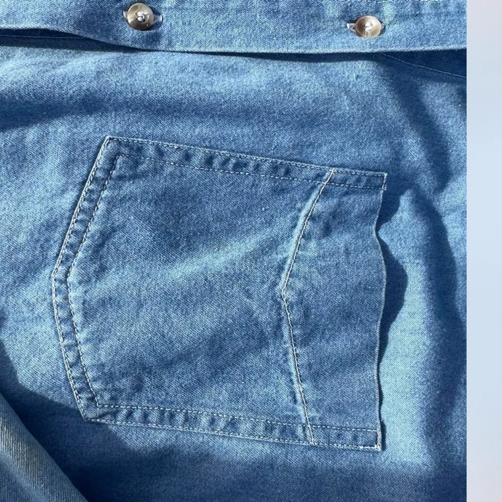 Vintage Blue Denim Blouse Size XL - Image 4