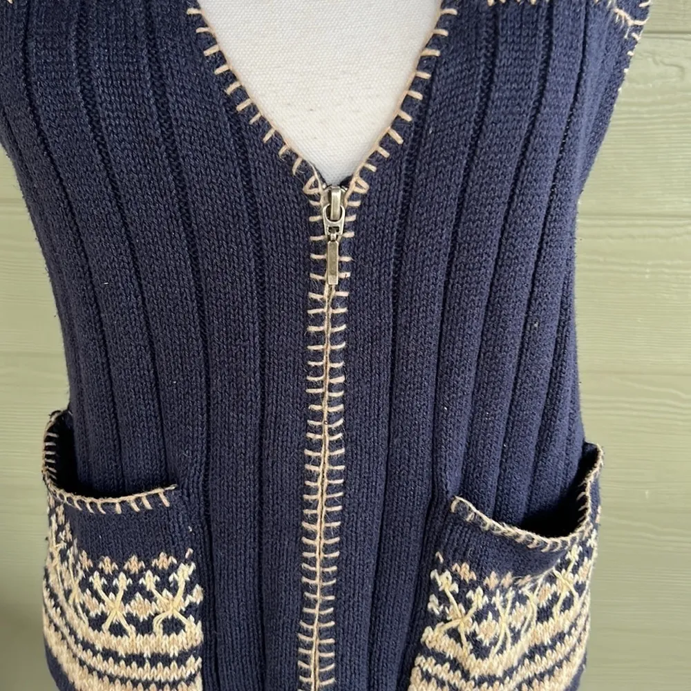Woolrich Ramie Blend Knit Zip Up Vest - Image 3
