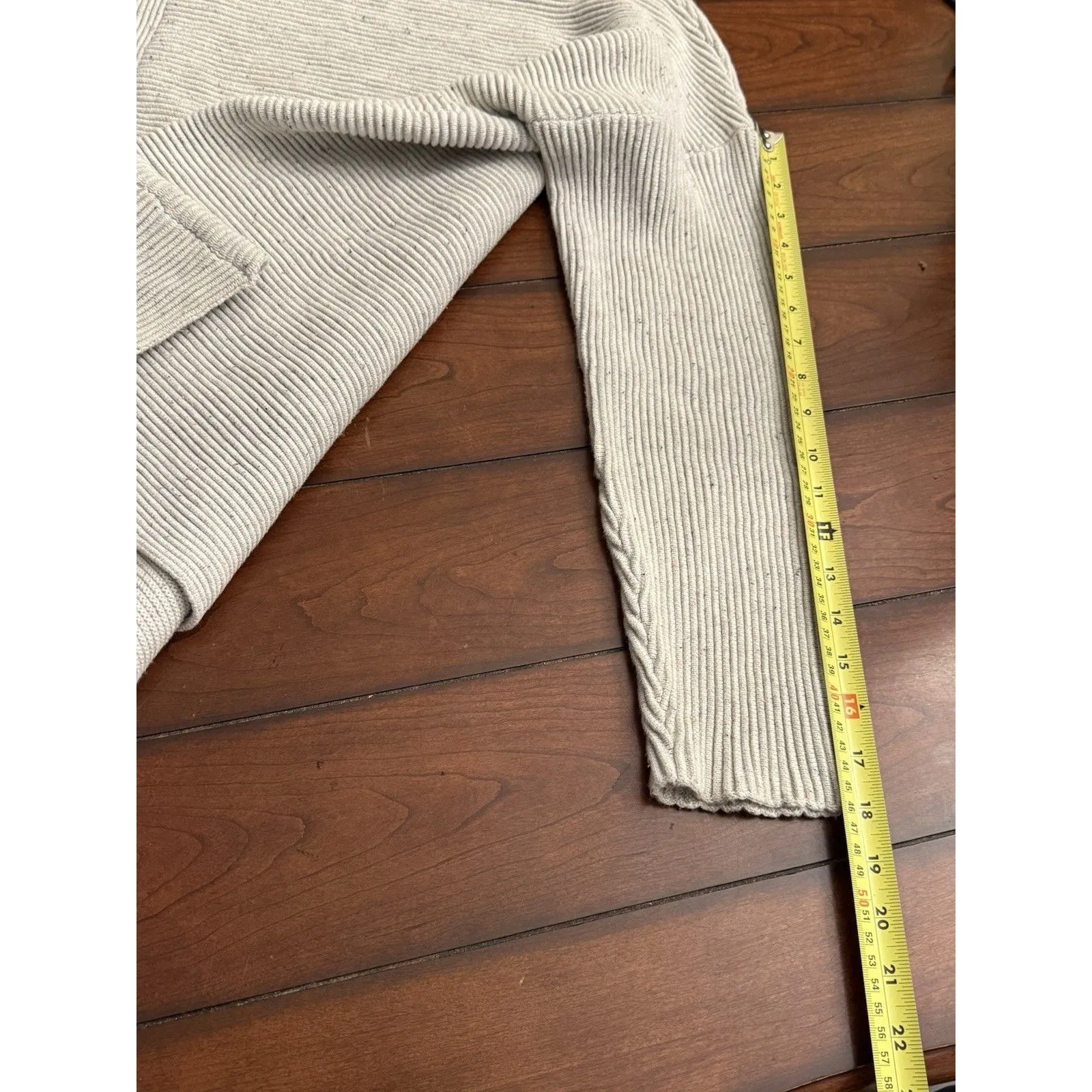 French Connection Ribbed Gray Sweater‎ Neon Threads Accents Size L Oversized - Image 10