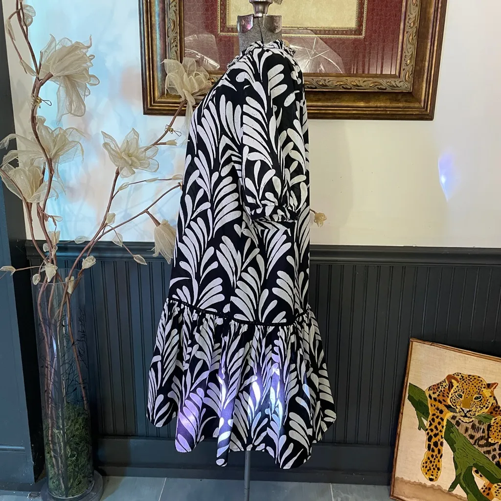 Caslon Puff Sleeve Botanical Printed Cotton Shift Drop Waist Dress - Sz M 💚🎀 - Image 7