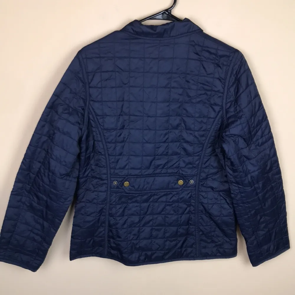 Jones New York Signature Women’s Quilted Liner Navy Blue Snap Button-Up Jacket - Image 5